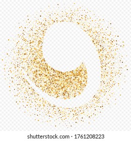 Golden Sequin Christmas Transparent Background. Art Dust Banner. Gold Rain Effect Illustration. Sparkle Anniversary Background.