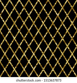 Golden Sequin Seamless Pattern. Luxury Retro Background