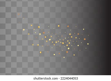 Golden Sequin Shiny Vector Transparent Background. Bridal Dust Wallpaper. Gold Confetti Bright Banner. Starfall Festive Texture.