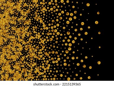 Fondo negro del vector transparente de la secuencia dorada. Sparkle Backdrop. Diseño rico en confeti de oro. Banner de luz redonda.