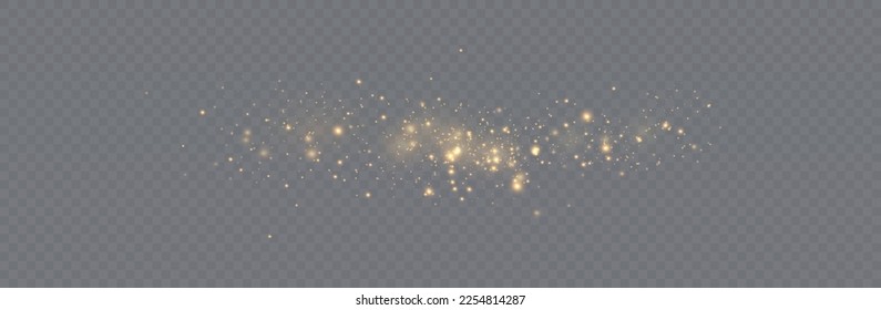 Golden sequins glow with many lights. Glittering dust. Luxurious background of golden particles.