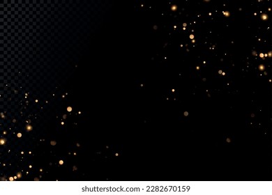 Las secuencias doradas brillan con muchas luces. Polvo que ensucia. Lujoso fondo de partículas doradas.