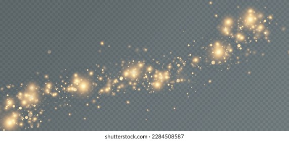 Goldene Sequenzen leuchten mit vielen Lichtern. Glitzender Staub. Luxuriöser Hintergrund der goldenen Teilchen.