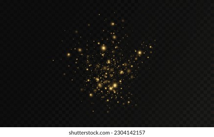 Golden sequins glow with many lights. Glittering dust. Luxurious background of golden particles.