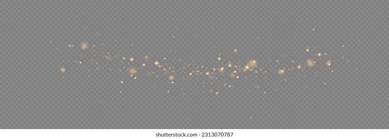 Golden sequins glow with many lights. Glittering dust. Luxurious background of golden particles.