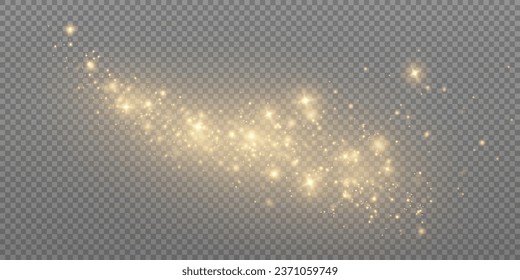 Golden sequins glow with many lights. Glittering dust. Luxurious background of golden particles.	