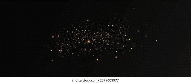 Golden sequins glow with many lights. Glittering dust. Luxurious background of golden particles.