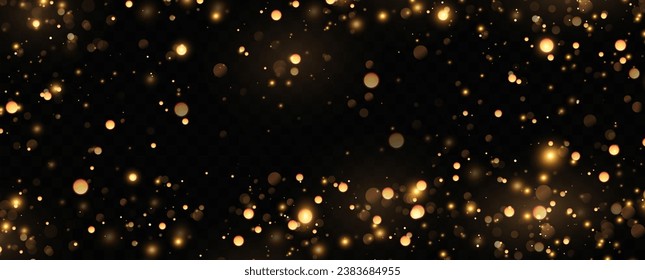 Golden sequins glow with many lights. Glittering dust. Luxurious background of golden particles.	