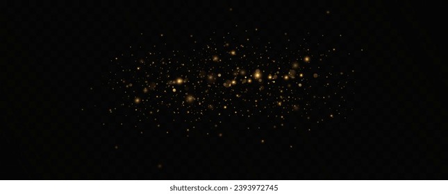 Golden sequins glow with many lights. Glittering dust. Luxurious background of golden particles.	