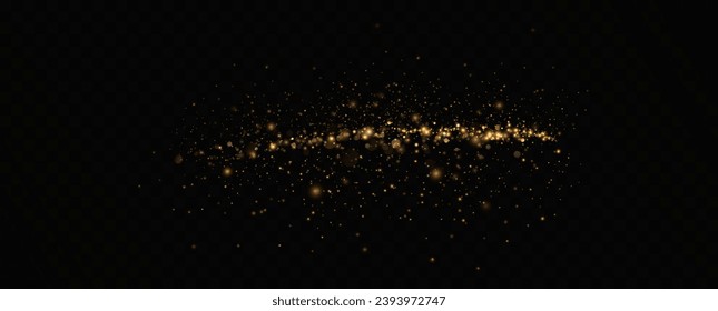 Las secuencias doradas brillan con muchas luces. Polvo que ensucia. Lujoso fondo de partículas doradas.	