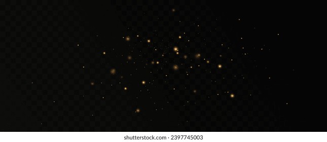 Golden sequins glow with many lights. Glittering dust. Luxurious background of golden particles.