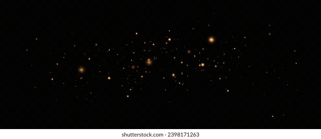 Golden sequins glow with many lights. Glittering dust. Luxurious background of golden particles.	