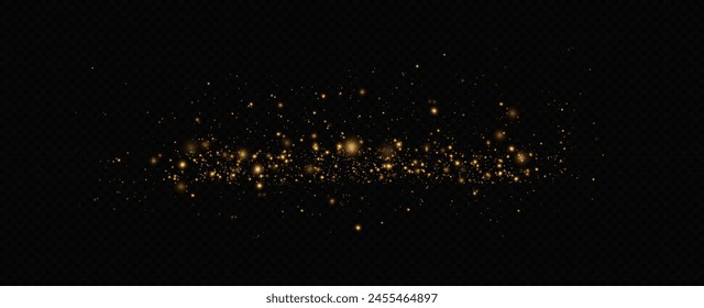 Golden sequins glow with many lights. Glittering dust. Luxurious background of golden particles.	