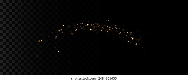 Golden sequins glow with many lights. Glittering dust. Luxurious background of golden particles.	