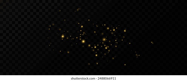 Golden sequins glow with many lights. Glittering dust. Luxurious background of golden particles.	