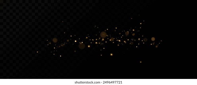 Golden sequins glow with many lights. Glittering dust. Luxurious background of golden particles.