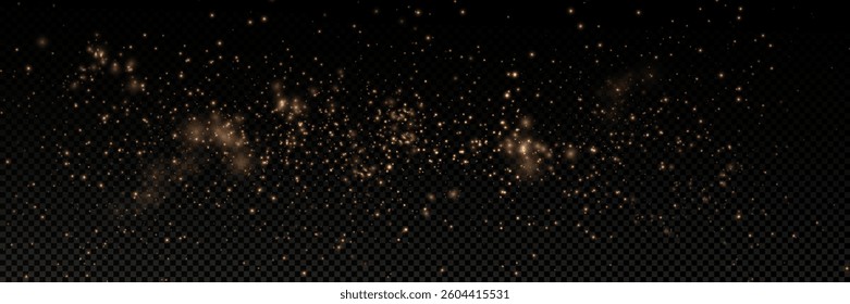 Golden sequins glow with many lights. Glittering dust. Luxurious background of golden particles.	