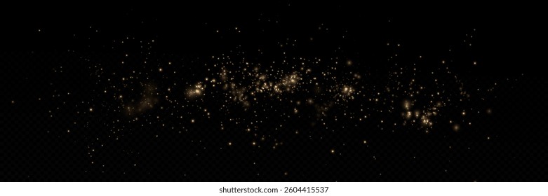Golden sequins glow with many lights. Glittering dust. Luxurious background of golden particles.	