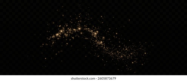 Golden sequins glow with many lights. Glittering dust. Luxurious background of golden particles.
