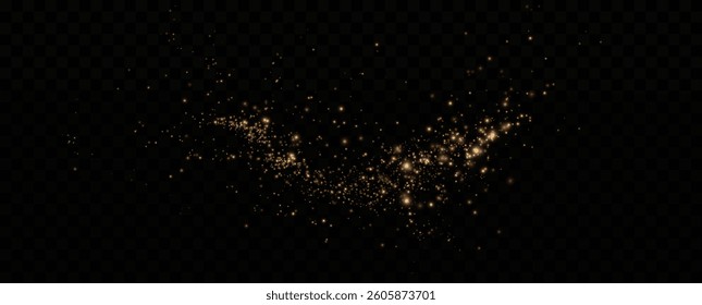 Golden sequins glow with many lights. Glittering dust. Luxurious background of golden particles.