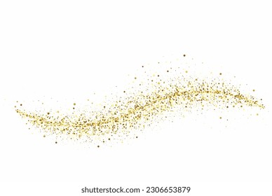 Golden sequins on a white background, a flow of golden sequins.