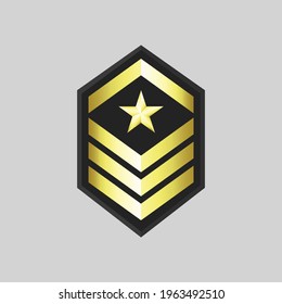 Golden sergeant military rank vector on gray background