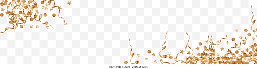 Golden Serpentine Art Vector Panoramic Transparent Background. Golden Glow Backdrop. Red Sparkle Modern Wallpaper. Shine Luxury Postcard.