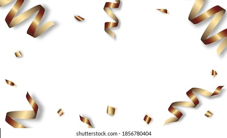 Golden serpentine, bent, wavy. Vector Christmas and new year illustration, template with space for text, border.