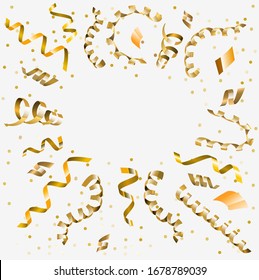 Golden serpentine in circle. Vector golden serpantine pieces isolated on white background.