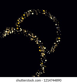 Golden serpentine and confetti on a black background Brilliant design of wallpaper, background, cover, printing, packaging