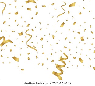 Golden serpentine festive ribbon frame collection. Celebration decoration, designed confetti, creative spiral gift cover. Abstract element isolated on transparent background. Vector illustration