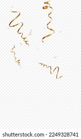 Fondo transparente del vector festivo serpentino dorado. Celebra el diseño espiral. Ilustración de partido más optimista. Chic Rama de Navidad.