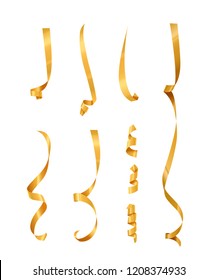 Golden serpentine set. Vector golden serpantine pieces isolated on white background.