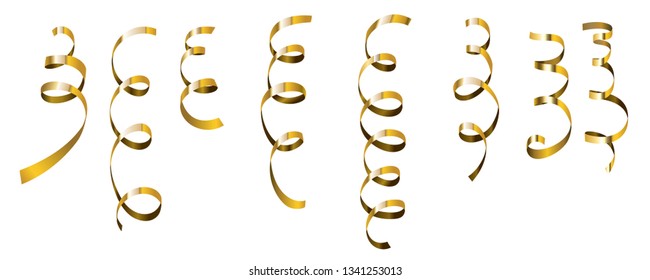 Golden serpentine set. Vector golden serpantine pieces isolated on white background.