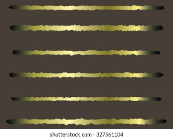 Golden set of grunge brush strokes