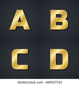 golden set of luxury modern english alphabet " A,B,C,D " letter (vector) 