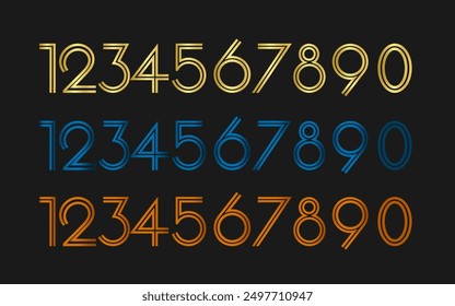 Golden Set Numbers 1, 2, 3, 4, 5, 6, 7, 8, 9, 0 in gold, red, blue
gold, red, blue