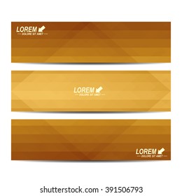 Golden set of vector banners. Background with gold triangles. Web banners. card, vip. certificate. gift voucher. Modern business stylish design.