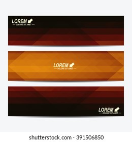 Golden set of vector banners. Background with gold triangles. Web banners, card, vip, certificate, gift, voucher. Modern business stylish design