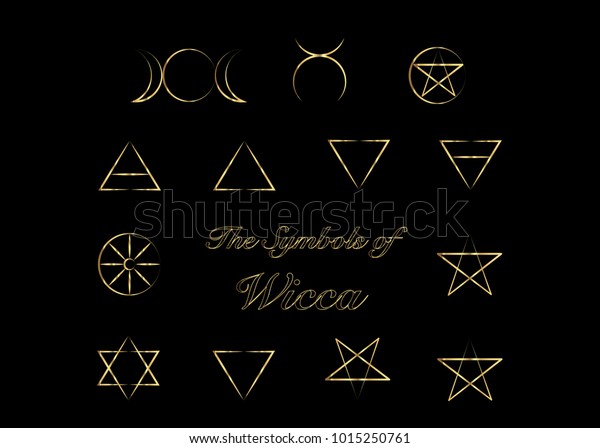 Golden Set Witches Runes Wiccan Divination Stock Vector (Royalty Free ...