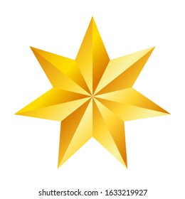 Golden seven pointed star, great design for any purposes. Realistic vector effect. Abstract vector illustration. Celebration concept. Luxury template design. Bright shiny illustration