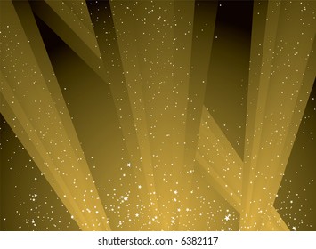 golden shafts of light shooting into the sky highlighting the stars