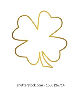  Golden Shamrock clover vector icon. St Patrick day symbol, leprechaun leaf sign. Shamrock clover isolated, flat decorative element. Logo illustration.