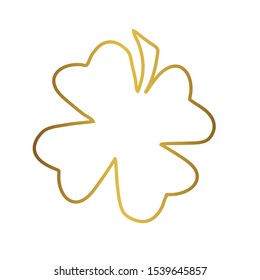  Golden Shamrock clover vector icon. St Patrick day symbol, leprechaun leaf sign. Shamrock clover isolated, flat decorative element. Logo illustration.