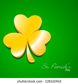 Golden Shamrock leave background for Happy St. Patrick's Day. EPS 10.