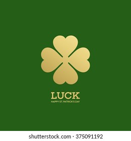 Golden Shamrock. Patrick day simbol. Vector illustration EPS10