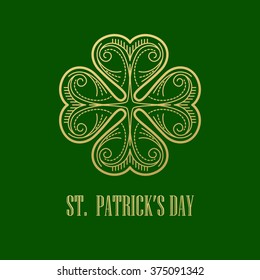 Golden Shamrock. Patrick day simbol. Vector illustration EPS10