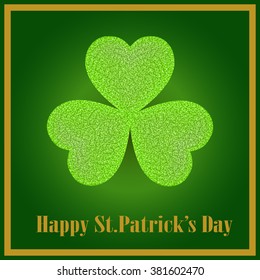 Golden Shamrock is a symbol of St. Patrick's day. The feast of Saint Patrick is celebrated on March 17. Gold Shamrock on a green background