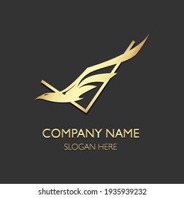 Logo del ave de forma dorada para sus ideas de diseño de la empresa