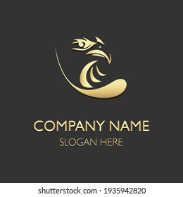 Golden shape bird logo for your company design ideas